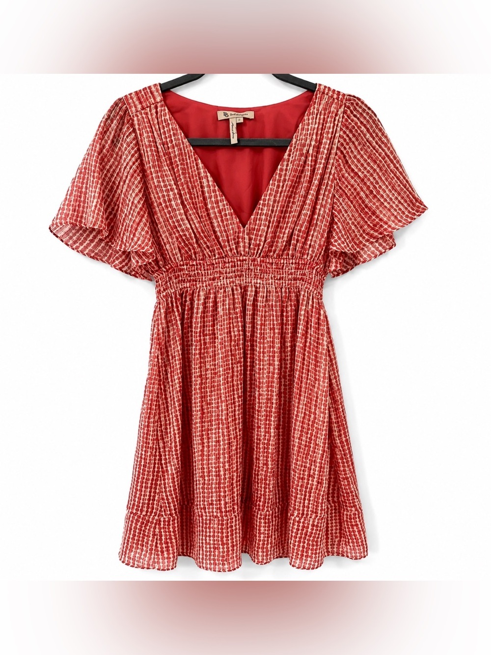 BCBGeneration Pink Smocked Flutter Sleeve Mini Dress Size Small